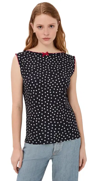 Caro Editions Alexa Top Red Velvet Bow L | Thumbnail 1