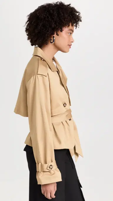 Favorite Daughter The Cropped Charles Trench Coat Sand | Thumbnail 4 Favorite Daughter The Cropped Charles Trench Coat Sand | Thumbnail 4