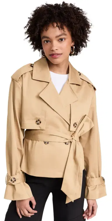 Favorite Daughter The Cropped Charles Trench Coat Sand | Thumbnail 1 Favorite Daughter The Cropped Charles Trench Coat Sand | Thumbnail 1