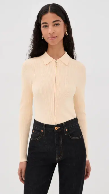 Victoria Beckham Zipped Polo Top | Thumbnail 2 Victoria Beckham Zipped Polo Top | Thumbnail 2