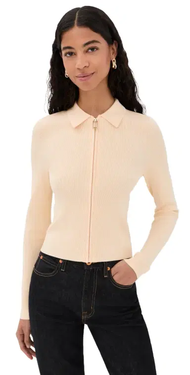 Victoria Beckham Zipped Polo Top | Thumbnail 1 Victoria Beckham Zipped Polo Top | Thumbnail 1