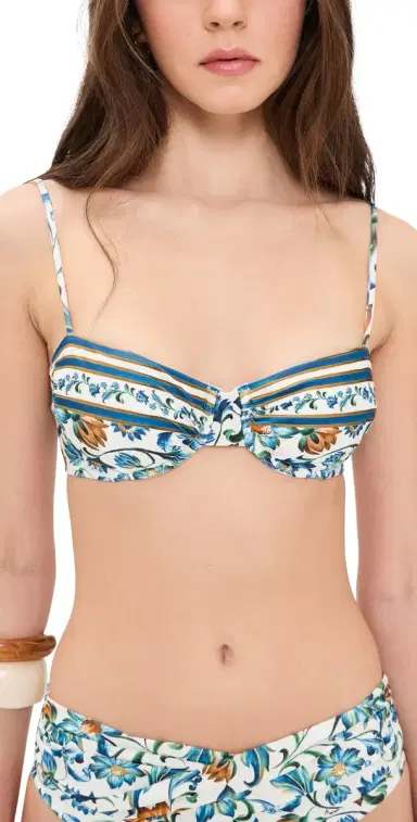 Farm Rio Flora Tile Underwire Bikini Top Flora Tile Off White S | Thumbnail 1