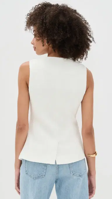 endless rose Tweed Buttoned Long Split Top White L | Thumbnail 3
