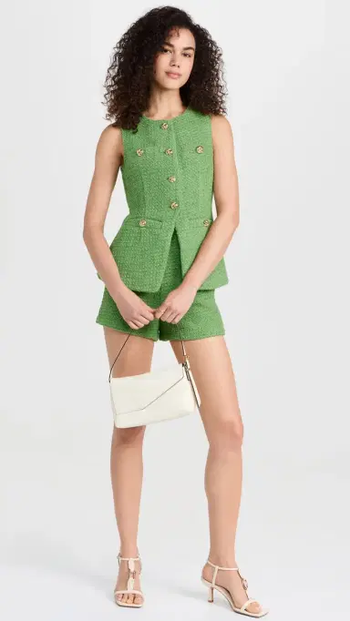 endless rose Tweed Buttoned Long Split Top Green M | Thumbnail 5 endless rose Tweed Buttoned Long Split Top Green M | Thumbnail 5