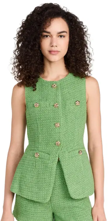endless rose Tweed Buttoned Long Split Top Green M | Thumbnail 1 endless rose Tweed Buttoned Long Split Top Green M | Thumbnail 1