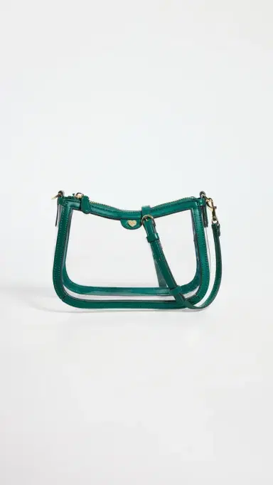 Stoney Clover Lane Curved East/West Crossbody Stadium Bag Clear/Green One Size | Thumbnail 2
