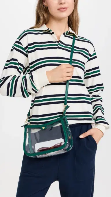 Stoney Clover Lane Curved East/West Crossbody Stadium Bag Clear/Green One Size | Thumbnail 3