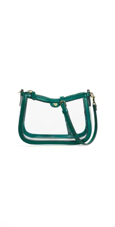 Stoney Clover Lane Curved East/West Crossbody Stadium Bag Clear/Green One Size | Thumbnail 1
