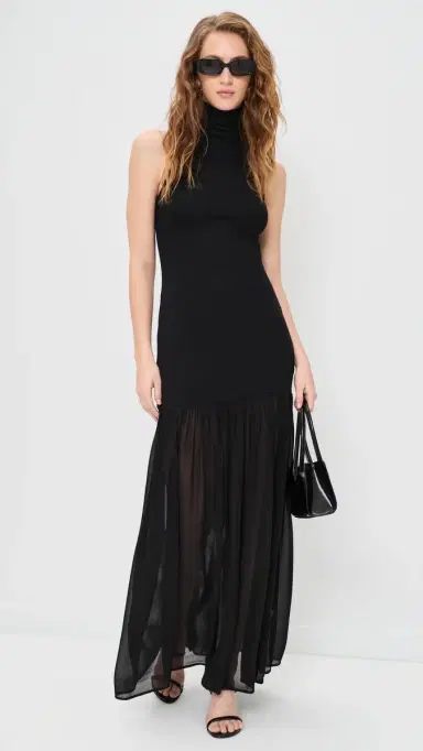 Enza Costa Airy Halter Turtleneck Dress Black | Thumbnail 2 Enza Costa Airy Halter Turtleneck Dress Black | Thumbnail 2