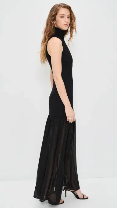 Enza Costa Airy Halter Turtleneck Dress Black | Thumbnail 4 Enza Costa Airy Halter Turtleneck Dress Black | Thumbnail 4