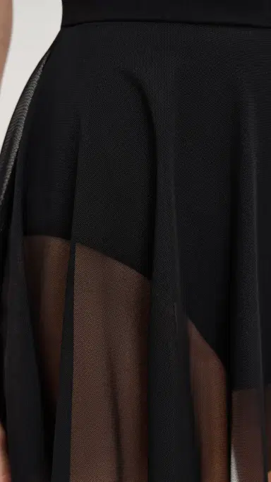 Norma Kamali Mock Neck Cap Sleeve Flared Dress Black | Thumbnail 6 Norma Kamali Mock Neck Cap Sleeve Flared Dress Black | Thumbnail 6
