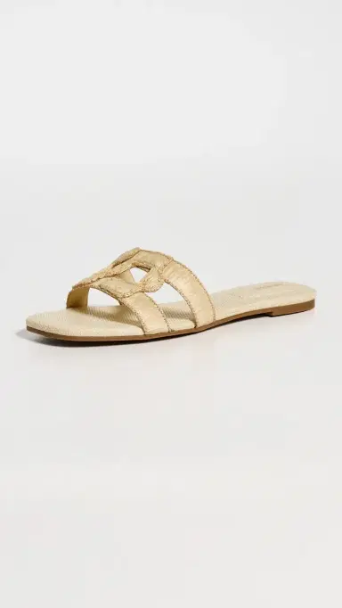 Simkhai Monogram Raffia Flat Slides Natural 36 | Thumbnail 2