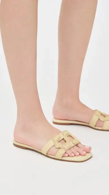 Simkhai Monogram Raffia Flat Slides Natural 36 | Thumbnail 3
