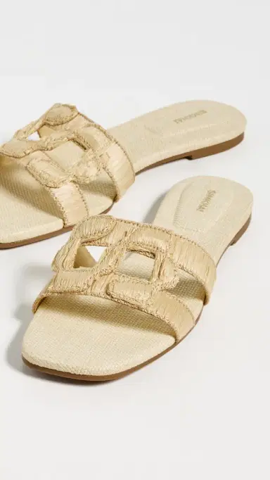 Simkhai Monogram Raffia Flat Slides Natural 36 | Thumbnail 5