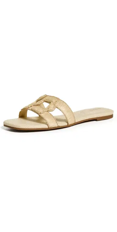 Simkhai Monogram Raffia Flat Slides Natural 36 | Thumbnail 1
