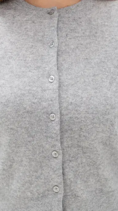 White + Warren Cashmere Crew Neck Cardigan Grey Heather | Thumbnail 6