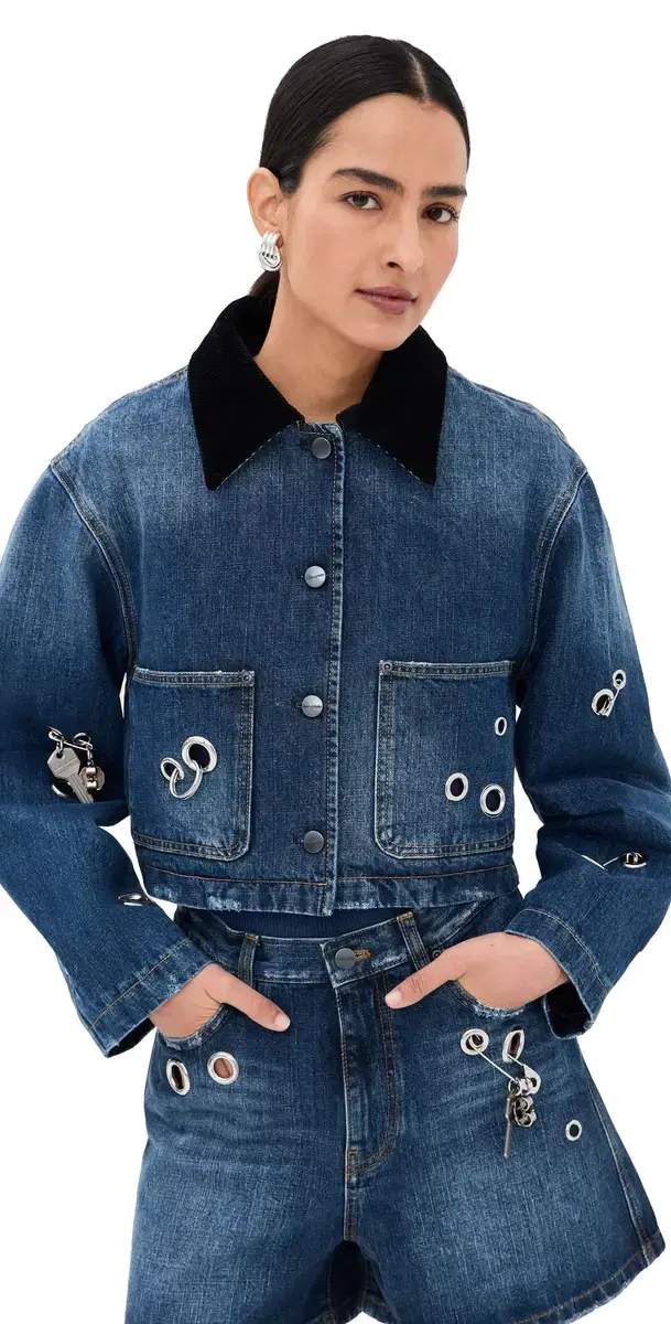 Grommet Utility Jacket Medium Wash Indigo