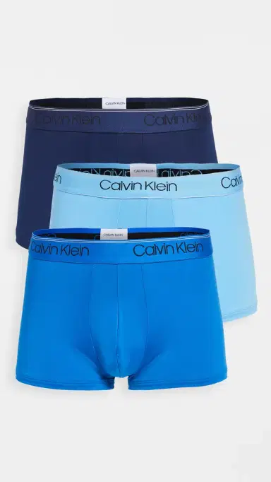 Calvin Klein Underwear Micro Stretch Low Rise Trunks 3 Pack New Navy/A. Blue/Blue Paradise | Thumbnail 2