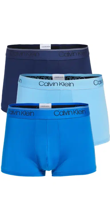 Calvin Klein Underwear Micro Stretch Low Rise Trunks 3 Pack New Navy/A. Blue/Blue Paradise | Thumbnail 1