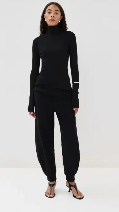Tibi Feather Weight Ribbed Sweater Turtle Neck Pullover Black XS | Thumbnail 5 Tibi Feather Weight Ribbed Sweater Turtle Neck Pullover Black XS | Thumbnail 5
