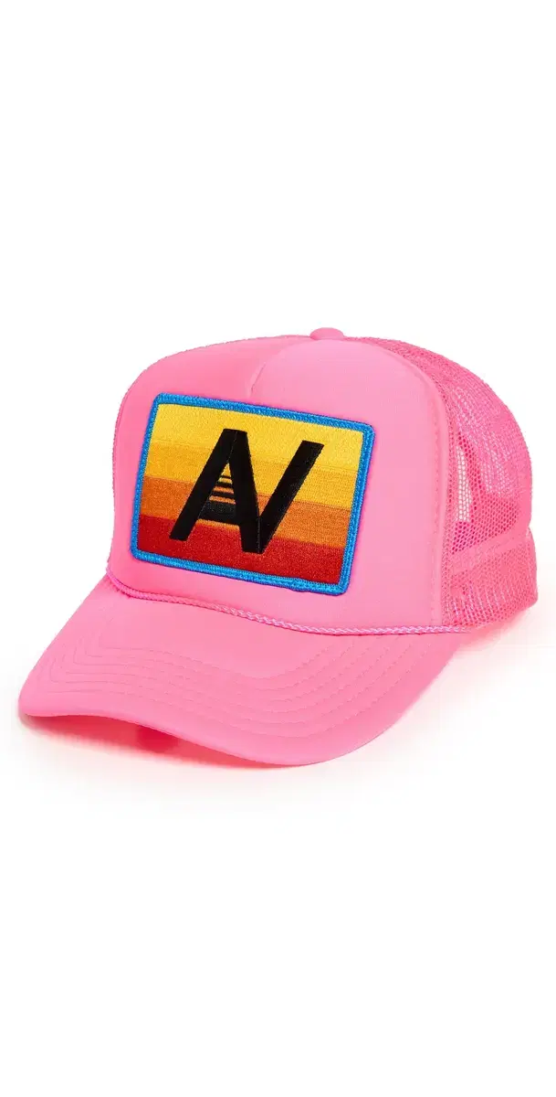 Aviator Nation Logo Rainbow Vintage Low Rise Trucker Hat Neon Pink One Size