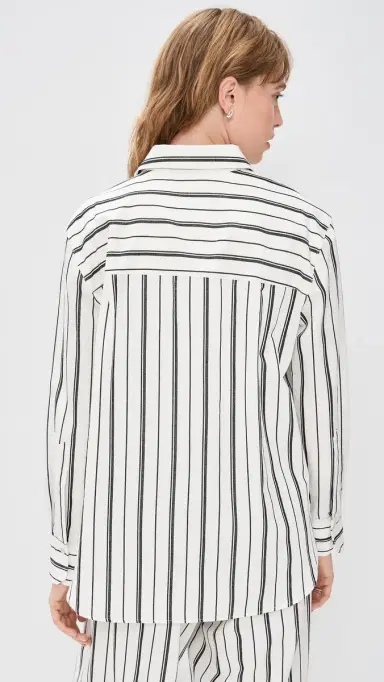 Vince Resort Stripe Oversized Shirt B'White/Black | Thumbnail 3 Vince Resort Stripe Oversized Shirt B'White/Black | Thumbnail 3