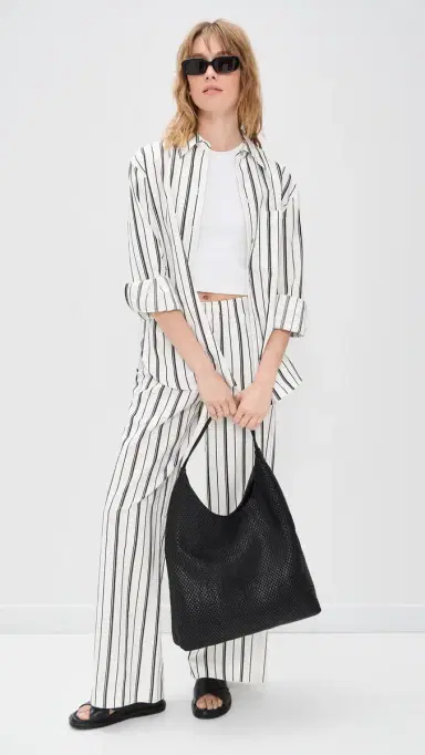 Vince Resort Stripe Oversized Shirt B'White/Black | Thumbnail 5 Vince Resort Stripe Oversized Shirt B'White/Black | Thumbnail 5
