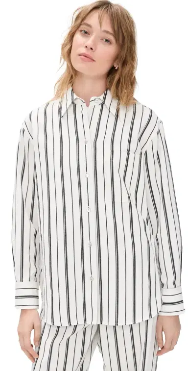 Vince Resort Stripe Oversized Shirt B'White/Black | Thumbnail 1 Vince Resort Stripe Oversized Shirt B'White/Black | Thumbnail 1