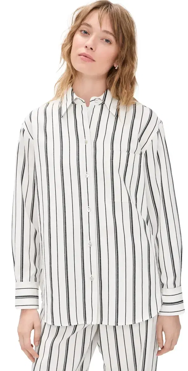 Resort Stripe Oversized Shirt B'White/Black