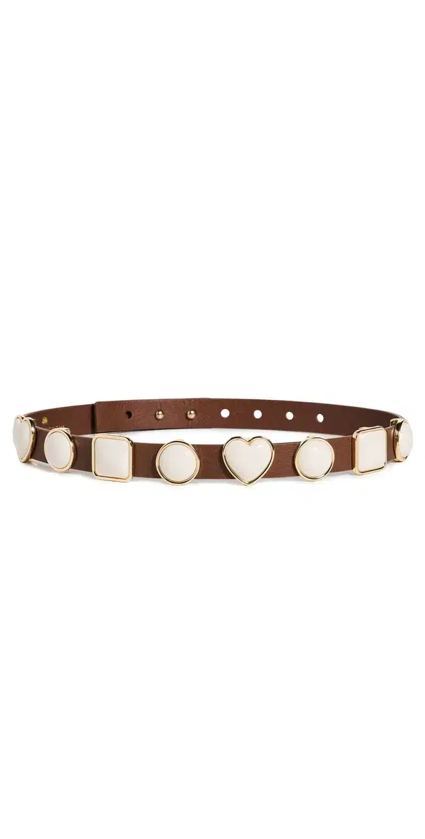 Lele Sadoughi Pearl Station Belt Walnut