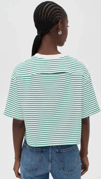 Pistola Mae Cropped Tee Vert Stripe S | Thumbnail 3