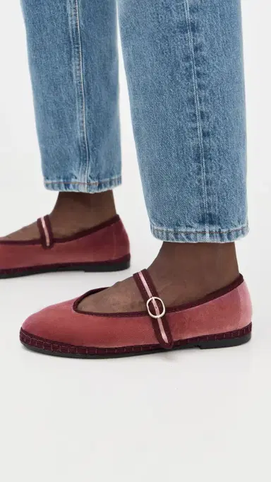 Flabelus Pierre Velvet Mary Jane Flats Burgundy 38 | Thumbnail 3 Flabelus Pierre Velvet Mary Jane Flats Burgundy 38 | Thumbnail 3