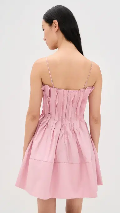 MARQUES ALMEIDA Cinched Pleated Mini Dress Pink 8 | Thumbnail 4