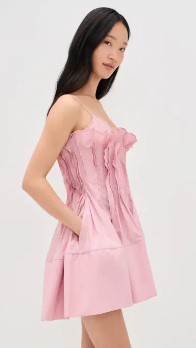 MARQUES ALMEIDA Cinched Pleated Mini Dress Pink 8 | Thumbnail 5
