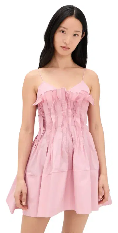 MARQUES ALMEIDA Cinched Pleated Mini Dress Pink 8 | Thumbnail 1