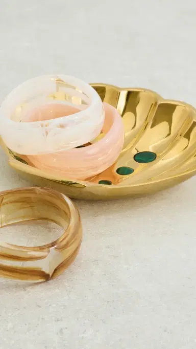 Jonathan Adler Brass Clam Shell Tray White/Gold One Size | Thumbnail 3