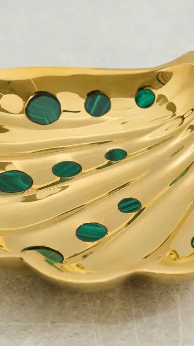 Jonathan Adler Brass Clam Shell Tray White/Gold One Size | Thumbnail 4