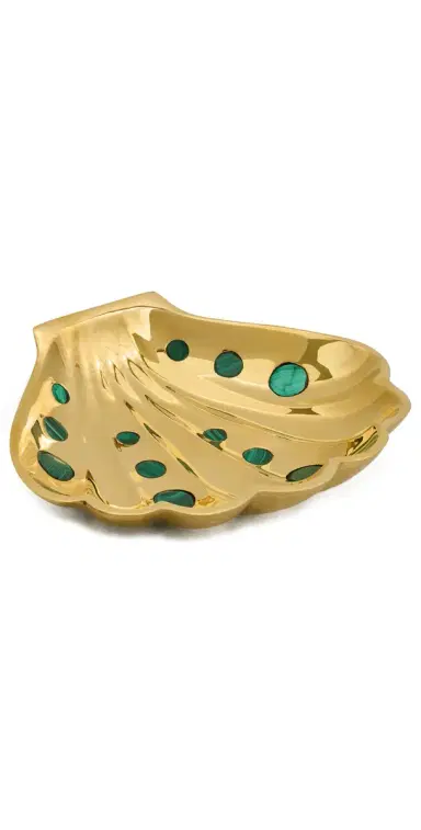 Jonathan Adler Brass Clam Shell Tray White/Gold One Size | Thumbnail 1