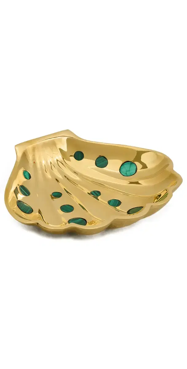 Jonathan Adler Brass Clam Shell Tray White/Gold One Size