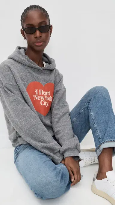 Sunny Somewhere NYC Heart Classic Hoodie Heather Grey XS | Thumbnail 5 Sunny Somewhere NYC Heart Classic Hoodie Heather Grey XS | Thumbnail 5