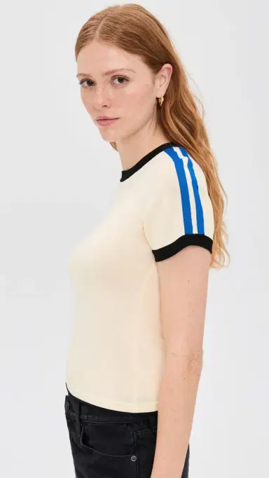 State & Lake Ringer Track Tee White/Cobalt/Black S | Thumbnail 4