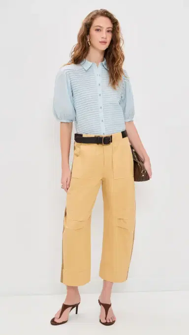 Ulla Johnson Cordelia Short Sleeve Button Up Top Adriatic | Thumbnail 5 Ulla Johnson Cordelia Short Sleeve Button Up Top Adriatic | Thumbnail 5