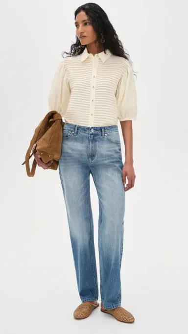 Ulla Johnson Cordelia Short Sleeve Button Up Top Cowrie | Thumbnail 5 Ulla Johnson Cordelia Short Sleeve Button Up Top Cowrie | Thumbnail 5