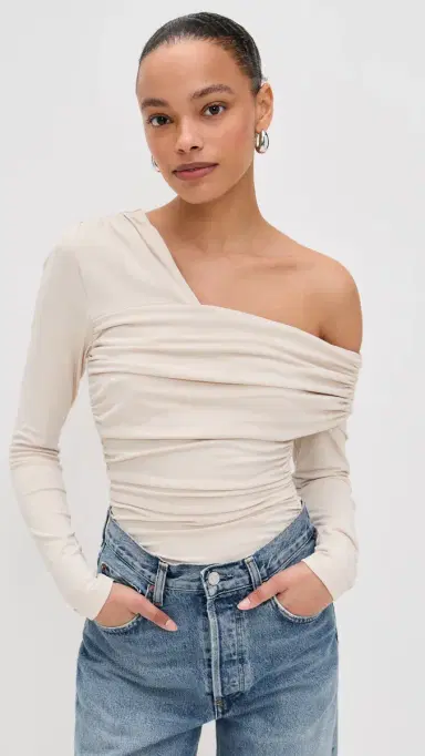susana monaco Carryover One Shoulder Top Blanched Almond | Thumbnail 2
