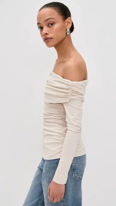 susana monaco Carryover One Shoulder Top Blanched Almond | Thumbnail 4
