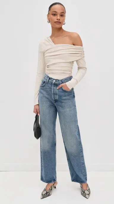 susana monaco Carryover One Shoulder Top Blanched Almond | Thumbnail 5