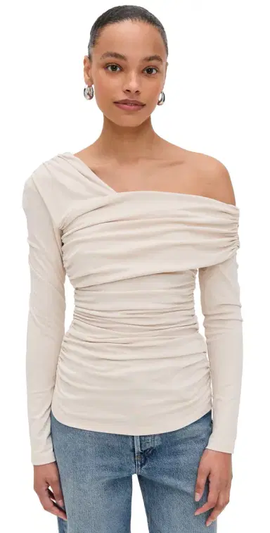 susana monaco Carryover One Shoulder Top Blanched Almond | Thumbnail 1