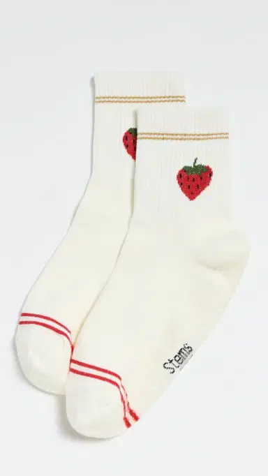 Stems Strawberry Grip Crew Socks One Size | Thumbnail 2