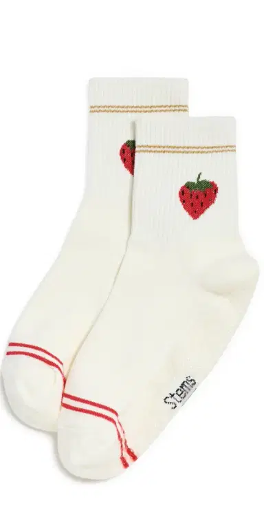 Stems Strawberry Grip Crew Socks One Size | Thumbnail 1