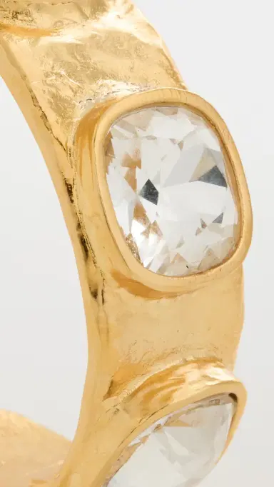 Kenneth Jay Lane Hammered Hinged Cuff Bracelet Crystal One Size | Thumbnail 4